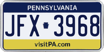 PA license plate JFX3968