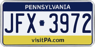 PA license plate JFX3972