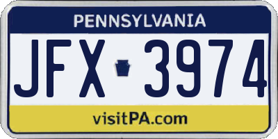PA license plate JFX3974