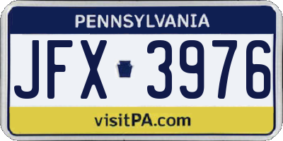 PA license plate JFX3976