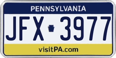 PA license plate JFX3977