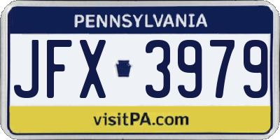 PA license plate JFX3979