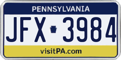 PA license plate JFX3984