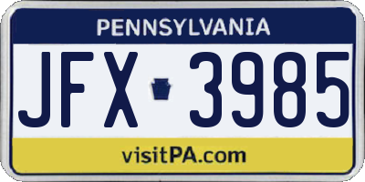 PA license plate JFX3985
