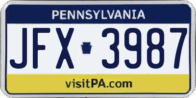 PA license plate JFX3987
