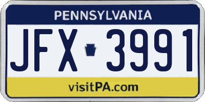 PA license plate JFX3991