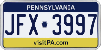 PA license plate JFX3997