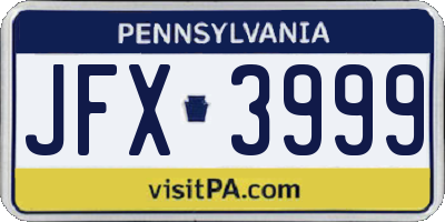 PA license plate JFX3999