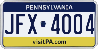 PA license plate JFX4004