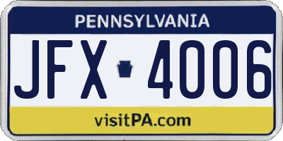 PA license plate JFX4006