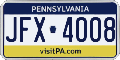 PA license plate JFX4008