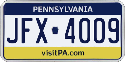 PA license plate JFX4009