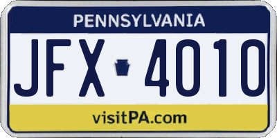 PA license plate JFX4010