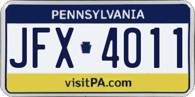 PA license plate JFX4011