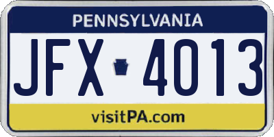 PA license plate JFX4013