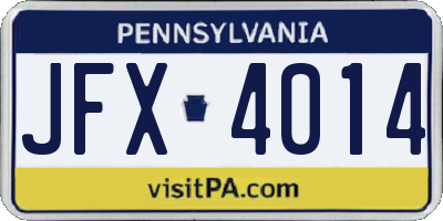 PA license plate JFX4014