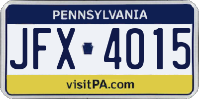 PA license plate JFX4015