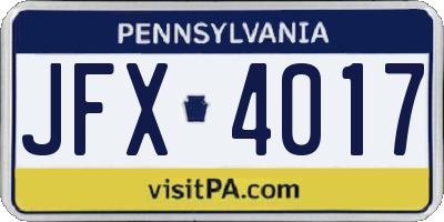 PA license plate JFX4017
