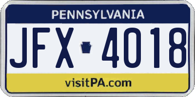 PA license plate JFX4018