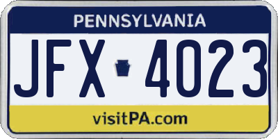 PA license plate JFX4023