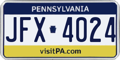 PA license plate JFX4024