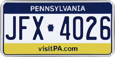 PA license plate JFX4026