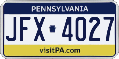 PA license plate JFX4027