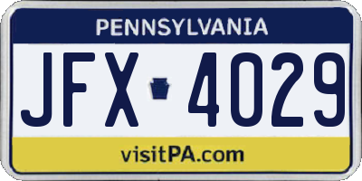 PA license plate JFX4029