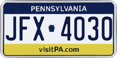 PA license plate JFX4030
