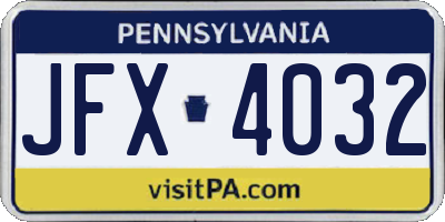 PA license plate JFX4032
