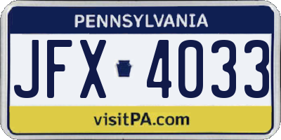 PA license plate JFX4033