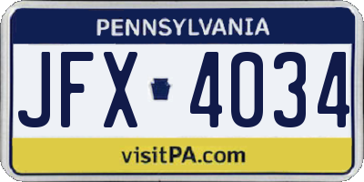 PA license plate JFX4034
