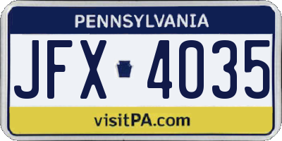 PA license plate JFX4035