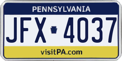PA license plate JFX4037