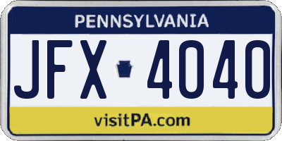 PA license plate JFX4040