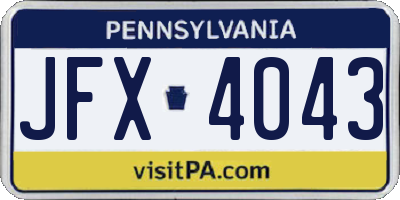 PA license plate JFX4043