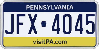 PA license plate JFX4045