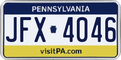 PA license plate JFX4046