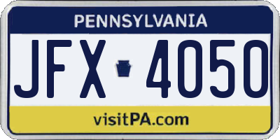 PA license plate JFX4050