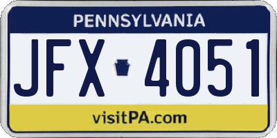 PA license plate JFX4051