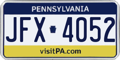 PA license plate JFX4052