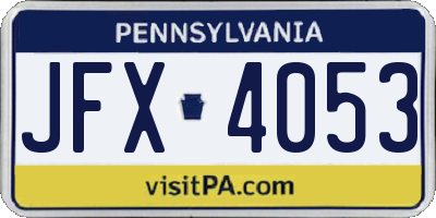 PA license plate JFX4053