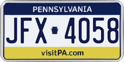 PA license plate JFX4058