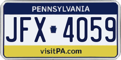PA license plate JFX4059