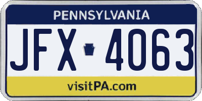 PA license plate JFX4063