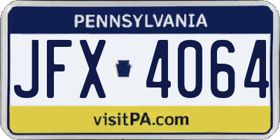 PA license plate JFX4064