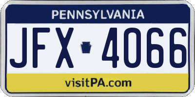 PA license plate JFX4066