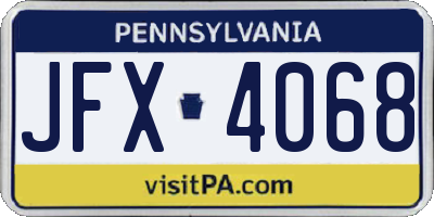 PA license plate JFX4068