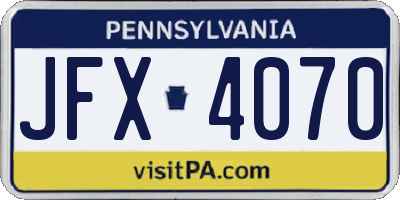 PA license plate JFX4070