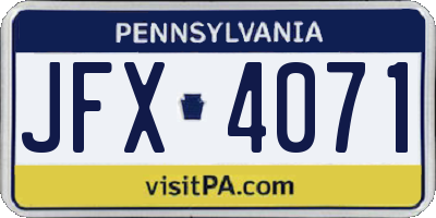 PA license plate JFX4071